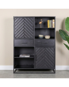 Wandkast visgraat zwart.