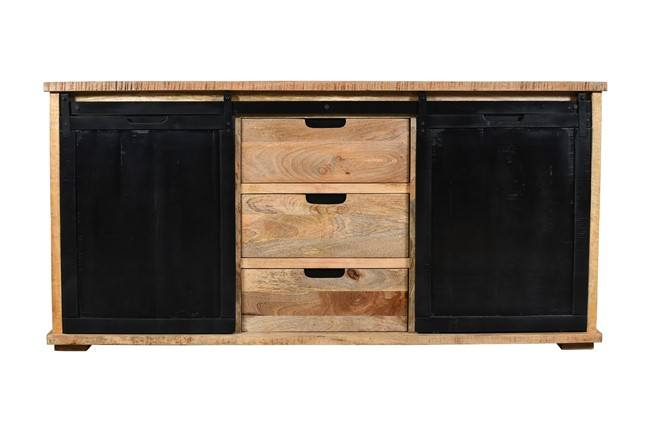Dressoir mangohout met schuifdeuren en lades