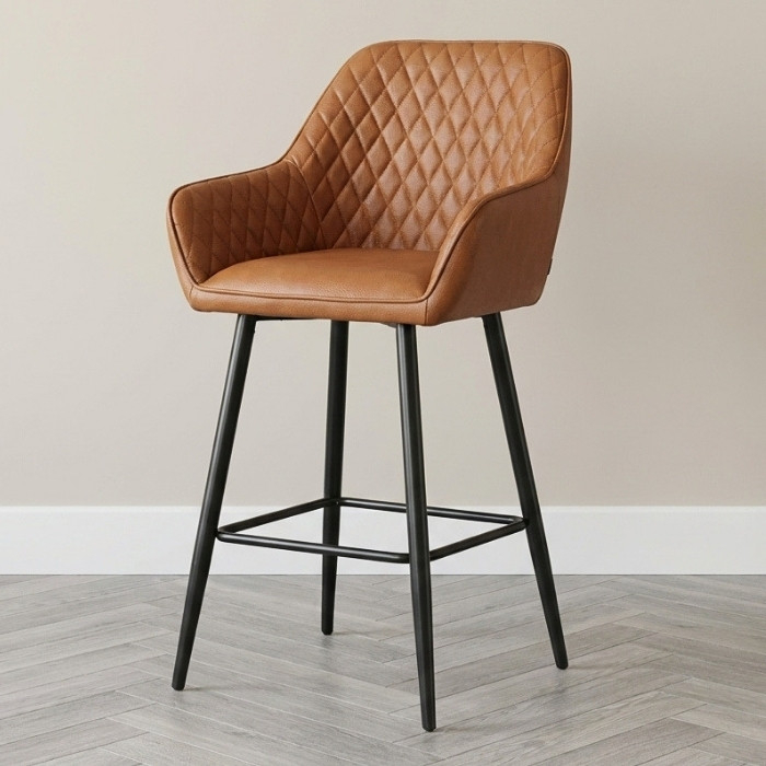 Luxe cognac barkruk rugleuning