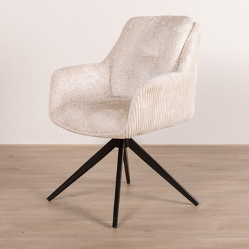 Eetkamerstoel ribstof met draaibare zitting.