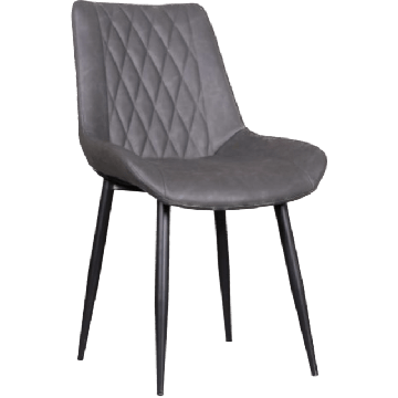 Grijze eetkamerstoel.