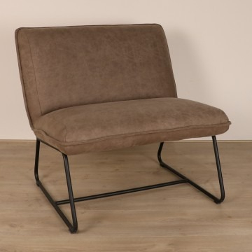 Industriële fauteuil in stof taupe.