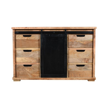 Mangohouten dressoir met schuifdeur zwart 130 cm