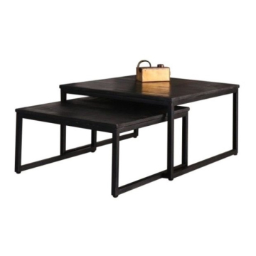 Salontafel set van twee zwart mangohout