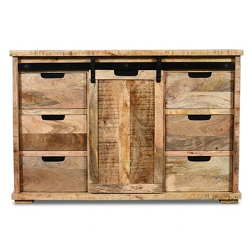 Dressoir mangohout met schuifdeur 130 cm.
