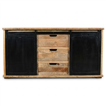 Dressoir met schuifdeuren zwart 175 cm