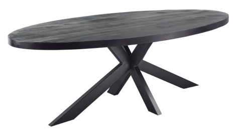 Eettafel ovaal zwart mangohout 240 cm.