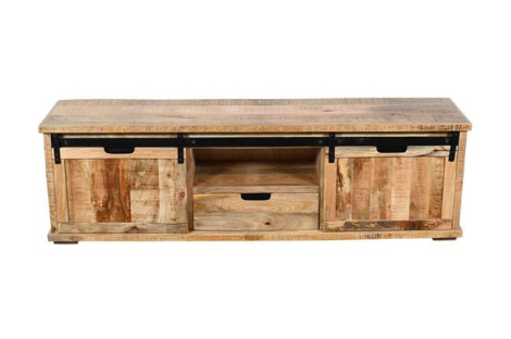 Tv meubel mangohout met schuifdeuren.