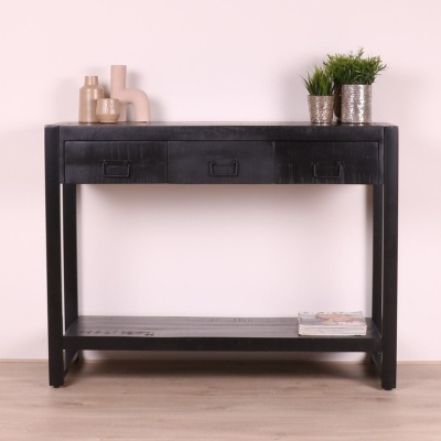 Sidetable zwart mangohout Britt 120 cm.