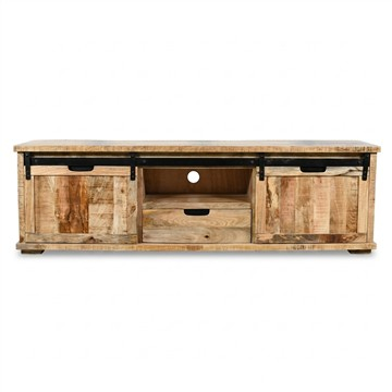 Tv meubel mangohout met schuifdeuren.