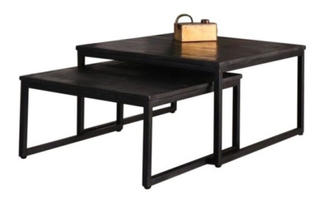 Salontafel set van twee zwart mangohout