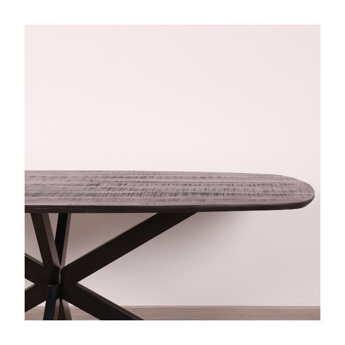 Deens ovale eettafel zwart 220 cm met spinpoot.