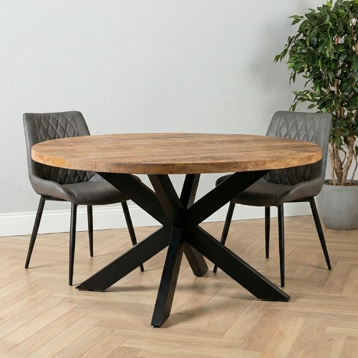 Eettafel mangohout massief rond.