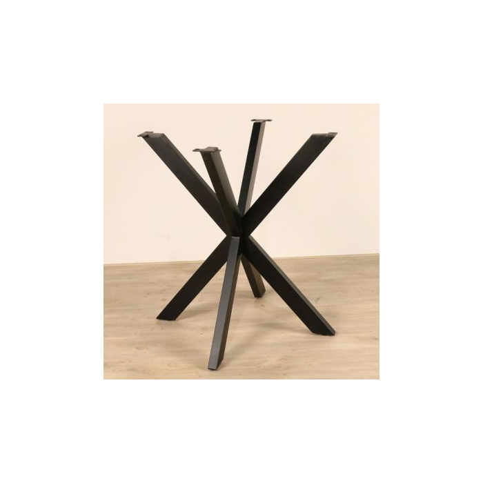 Losse spinpoot rond zwart metaal. 